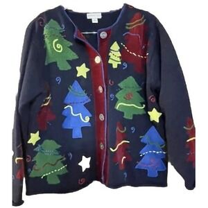 Christmas Sweater Vintage Northern Isles Women's Festive Granny Ugly Cardigan